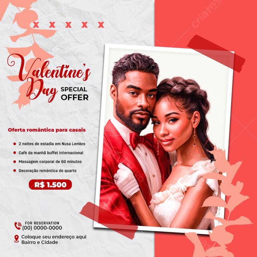 Post Instagram Dia dos Namorados Oferta Romântica PSD Editável