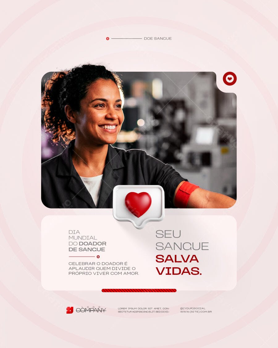 Post Instagram Dia Mundial do Doador de Sangue PSD Editável