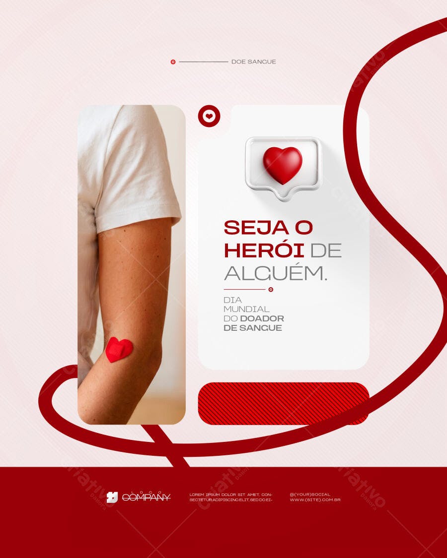 Post Instagram Dia Mundial Doador de Sangue PSD Editável