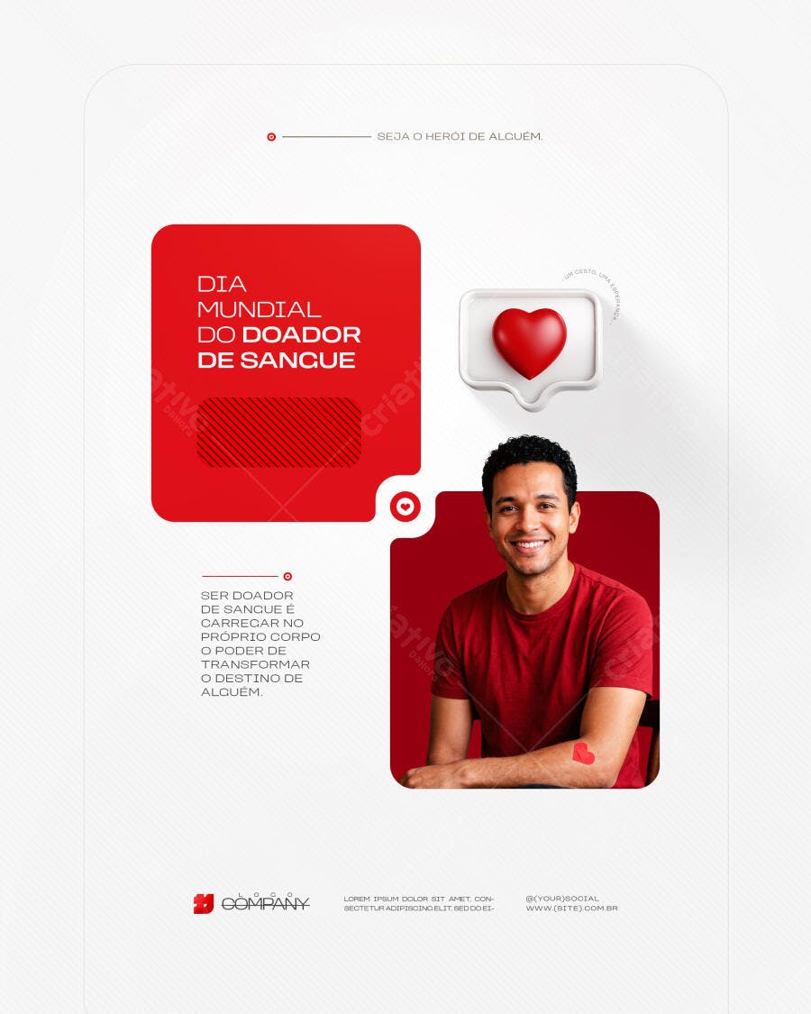 Post Instagram Dia Mundial Doador de Sangue PSD Editável