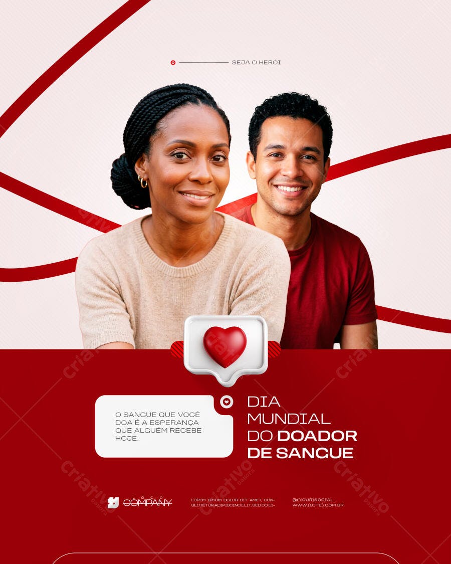 Post Instagram Dia Mundial Doador Sangue PSD Editável