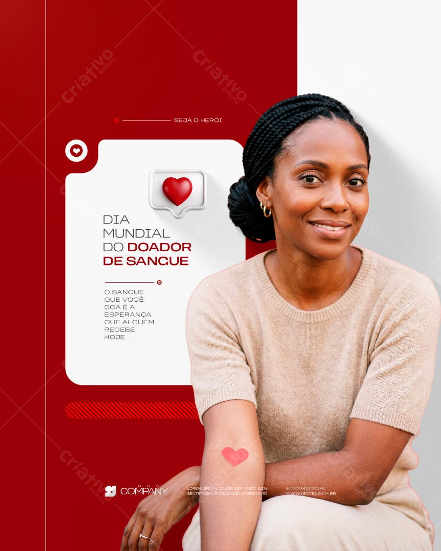 Post Instagram Dia Mundial Doador Sangue PSD Editável