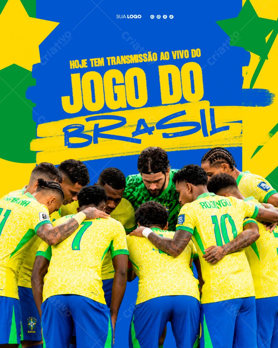 Post Instagram Jogo do Brasil Transmissão PSD Editável