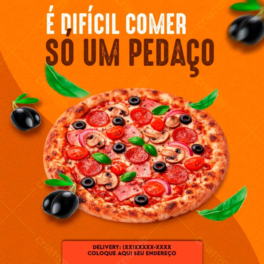 Post Instagram Pizzaria Delivery PSD Editável