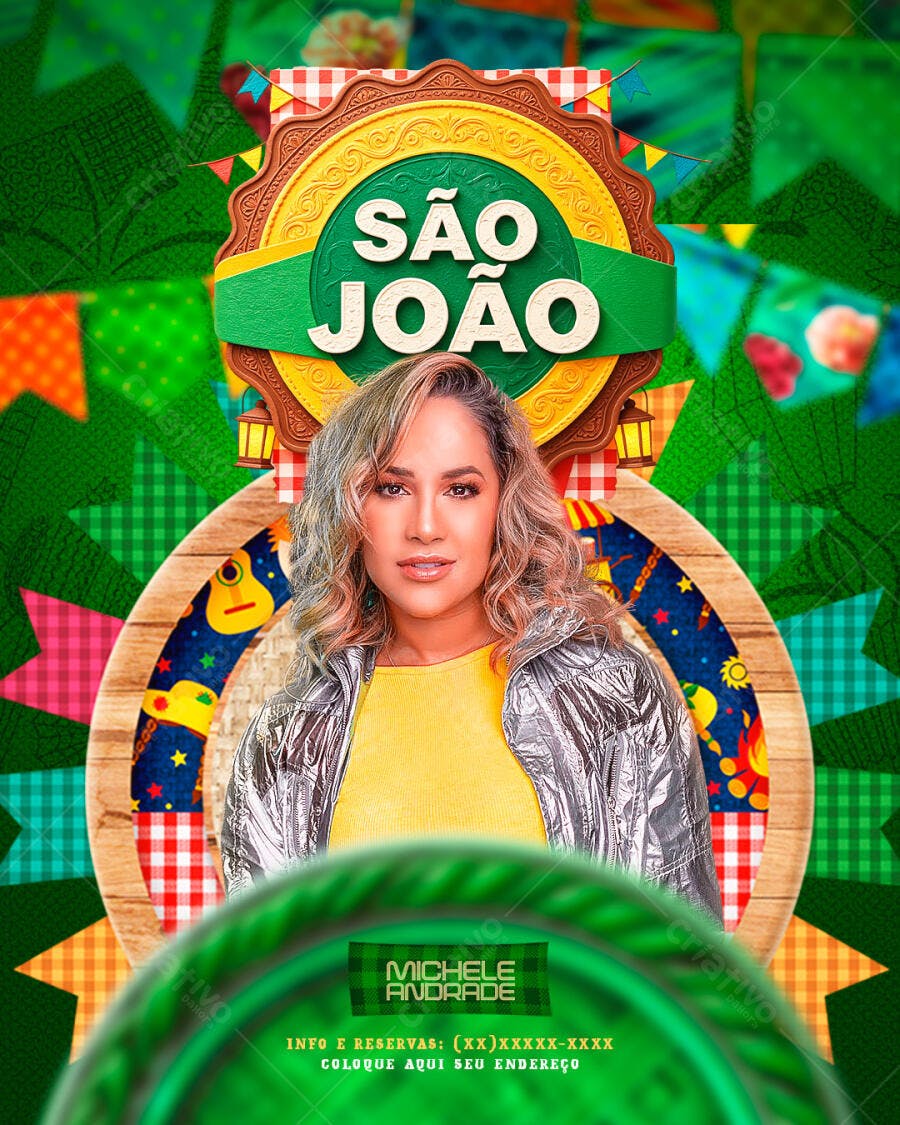 Post Instagram São João Festa Junina PSD Editável