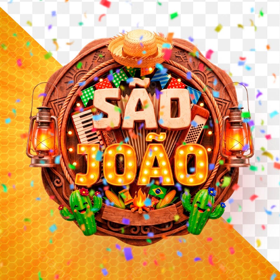 Selo 3D São João Festa Junina Temático PNG Fundo Transparente