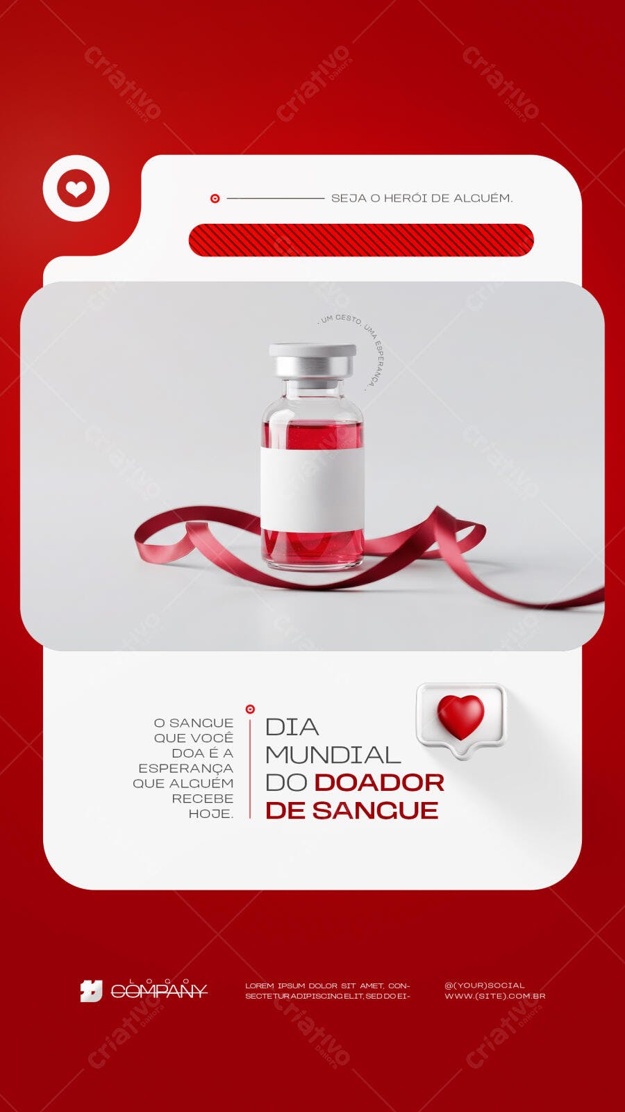 Story Dia Mundial do Doador de Sangue PSD Editável
