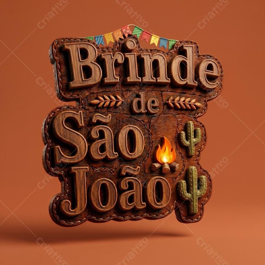 Brinde de São João 3D Madeira Festa Junina