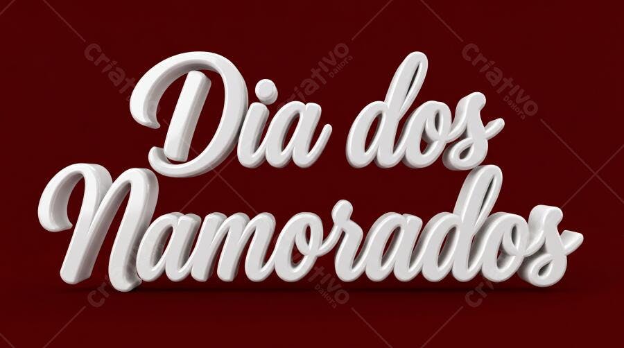 Dia dos Namorados 3D Letras Brancas Fundo Vermelho