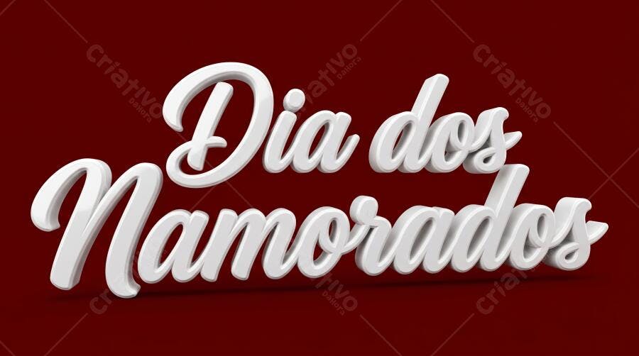 Dia dos Namorados Letras 3D Brancas Fundo Vermelho Sólido