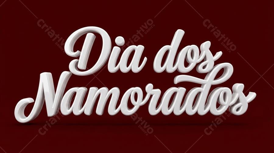 Dia dos Namorados Texto 3D Branco Fundo Vinho