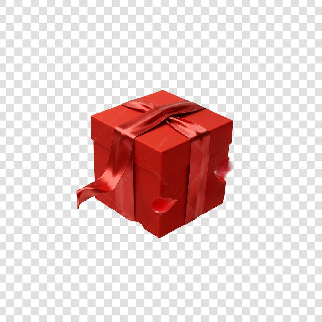 Elemento 3D Caixa de Presente Vermelha Fita PNG Fundo Transparente