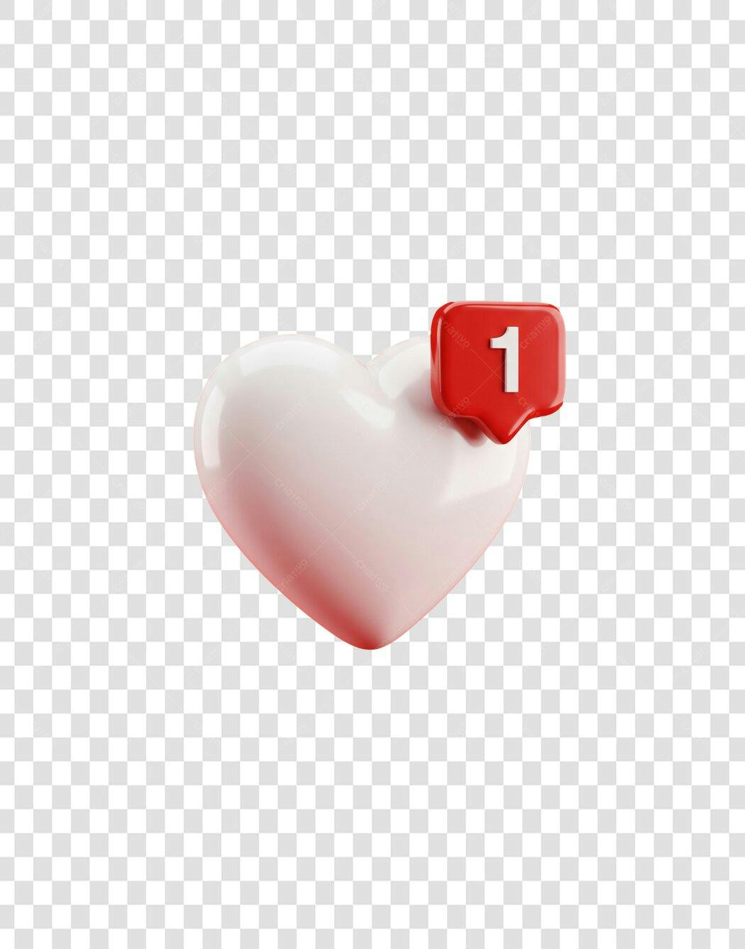 Elemento 3D Coração Rosa Notificação Like PNG Fundo Transparente