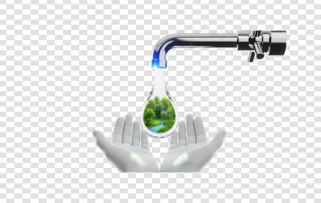 Elemento 3D Gota Água Natureza Mãos PNG Fundo Transparente