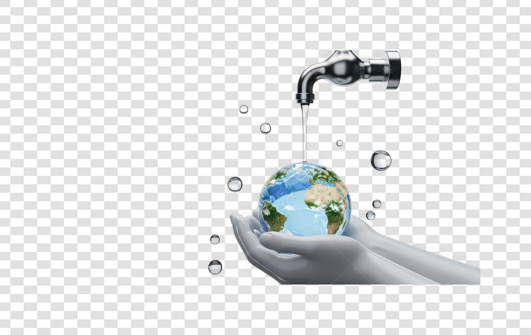 Elemento 3D Mãos Segurando Planeta Terra Água PNG Fundo Transparente