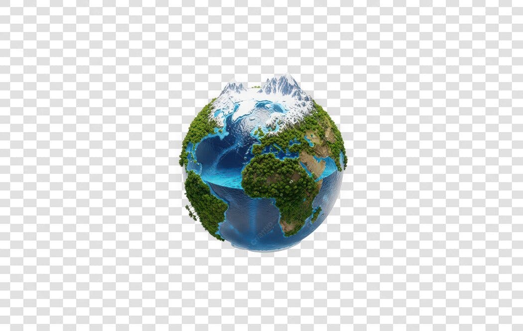 Elemento 3D Planeta Terra Natureza PNG Fundo Transparente