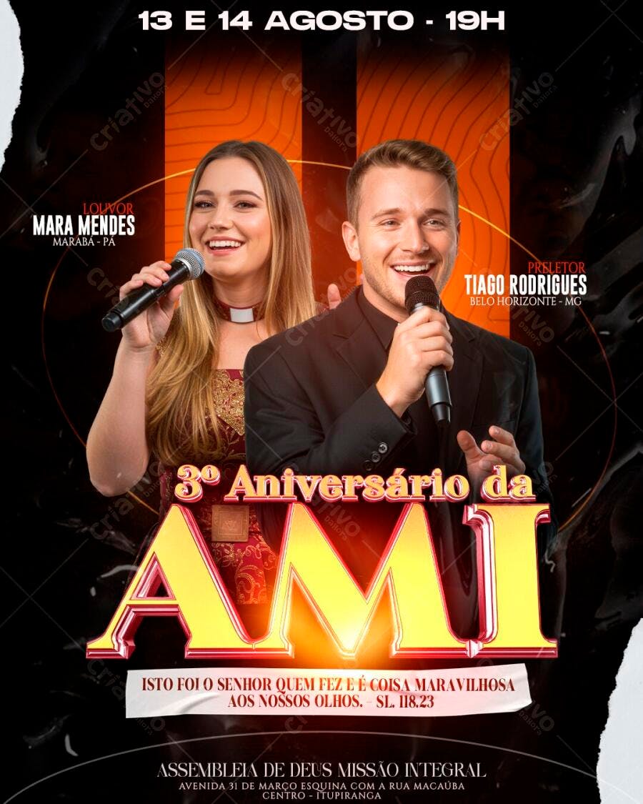 Flyer Aniversário Igreja Evento Religioso PSD Editável