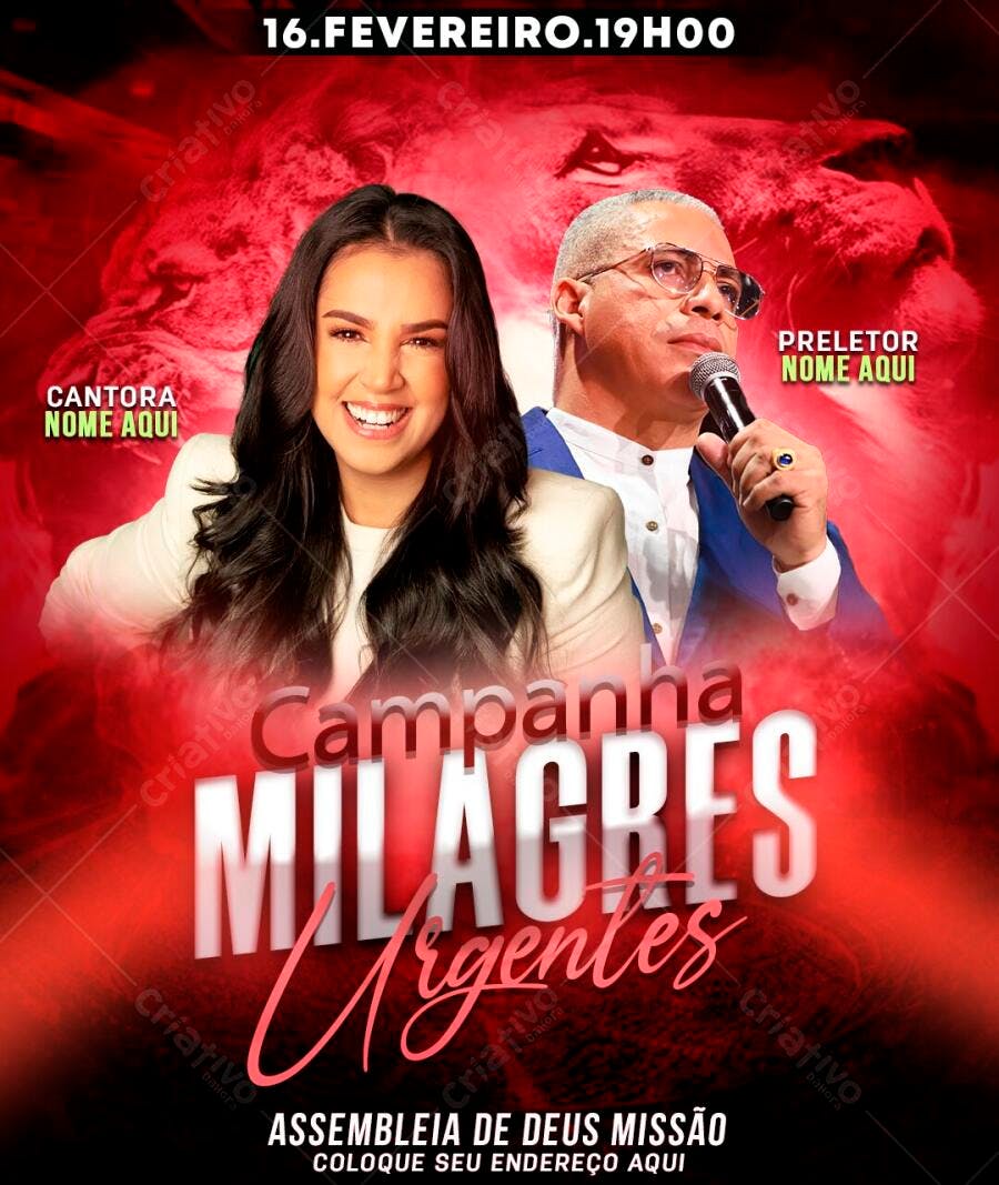 Flyer Campanha Milagres Urgentes Igreja PSD Editável