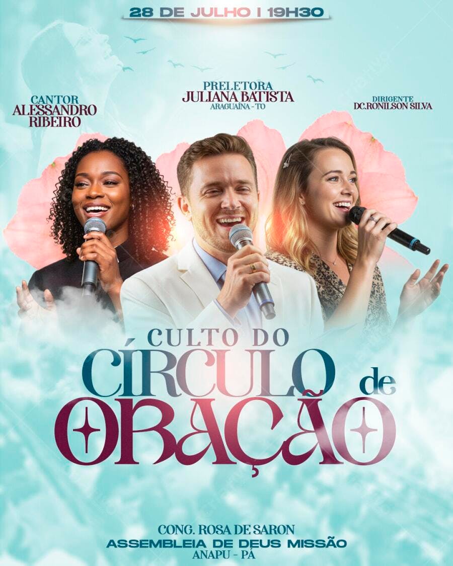 Flyer Culto Círculo de Oração Igreja PSD Editável