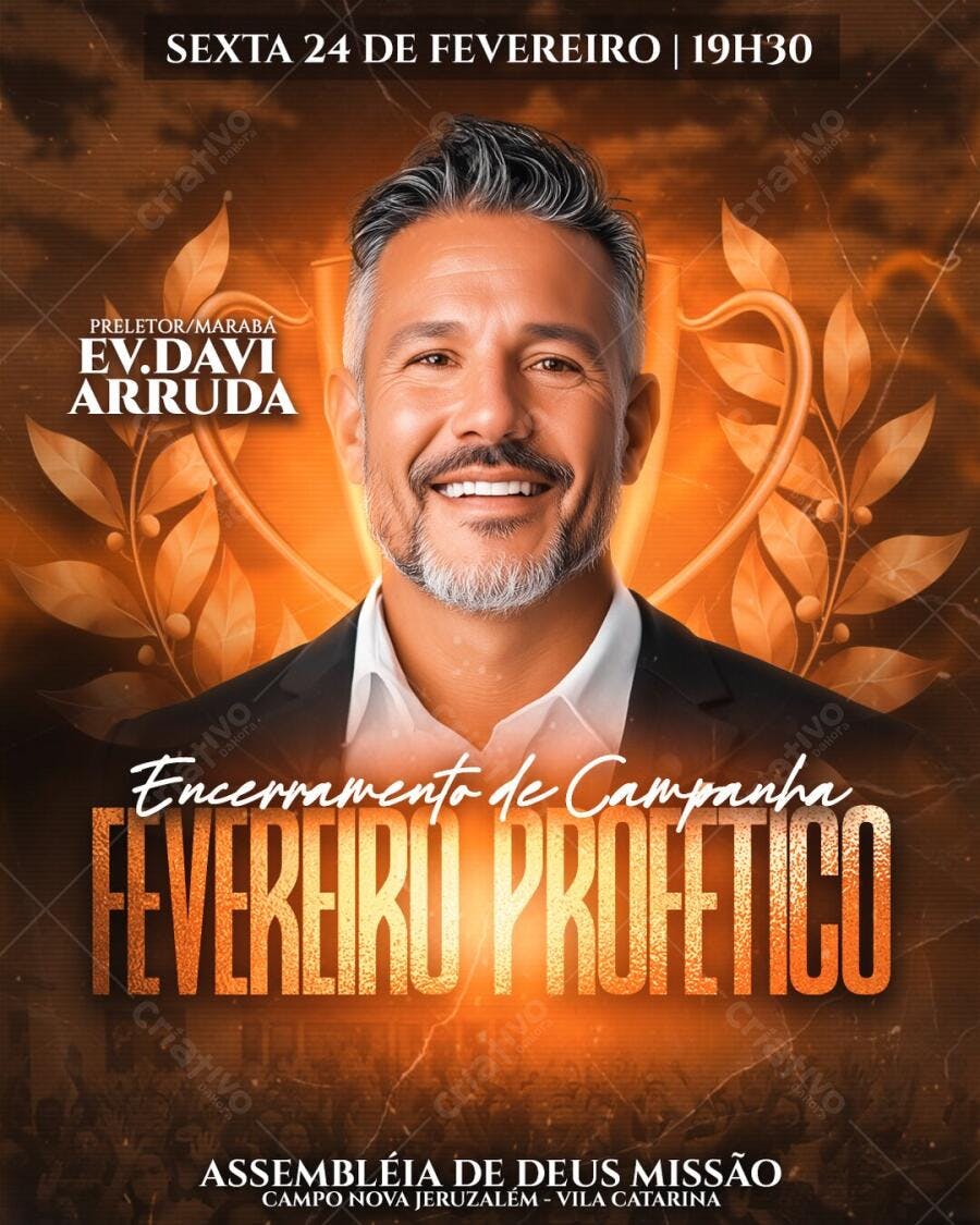 Flyer Encerramento Campanha Fevereiro Profético PSD Editável