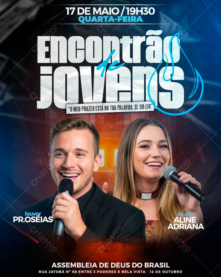 Flyer Encontrão Jovens Igreja Cristã PSD Editável