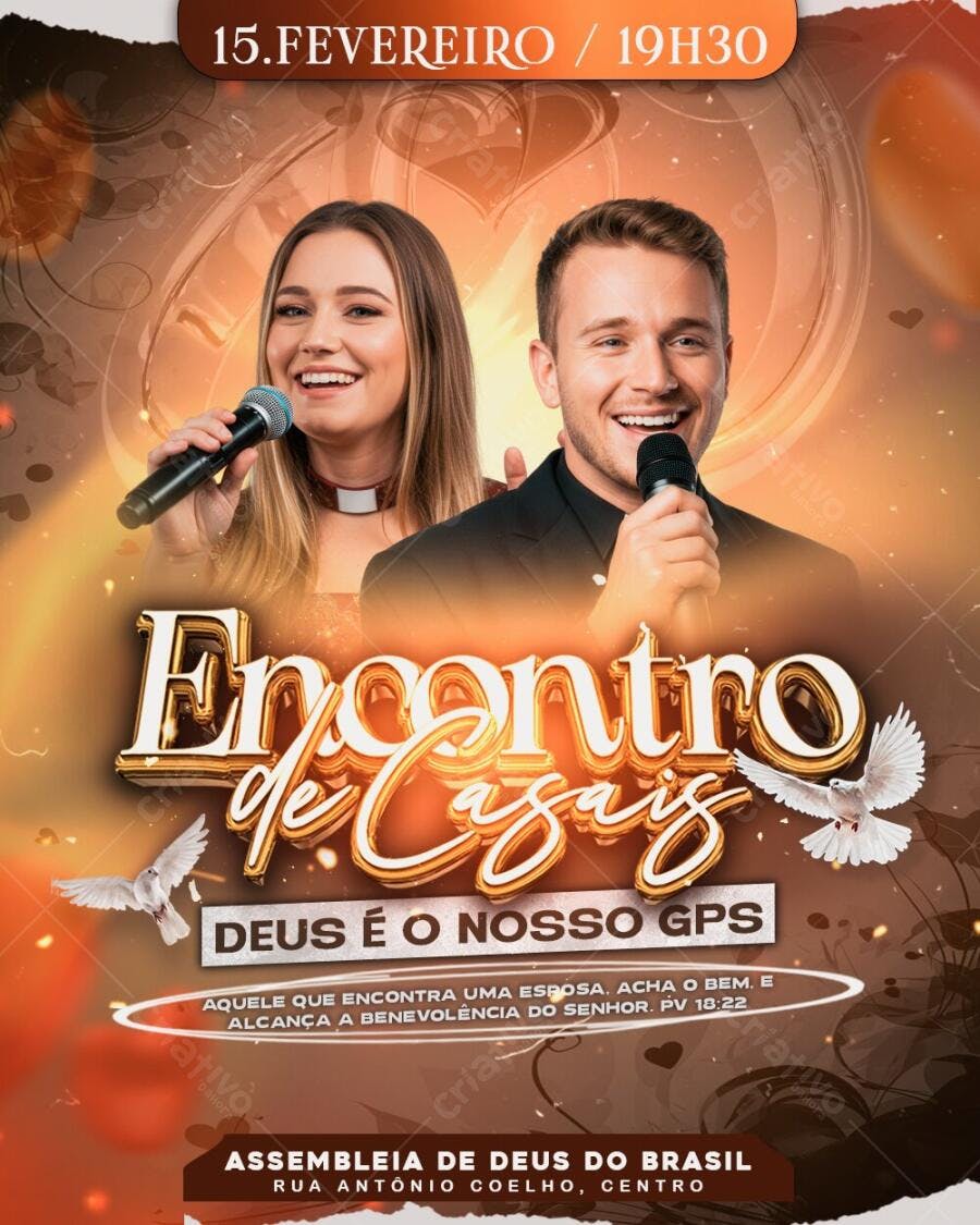Flyer Encontro de Casais Fevereiro Igreja PSD Editável