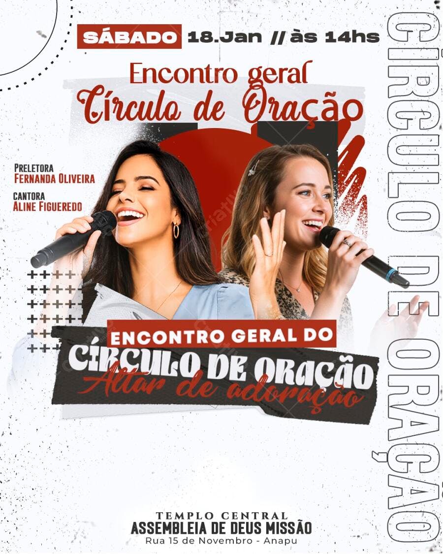 Flyer Encontro Geral Círculo de Oração Igreja PSD Editável