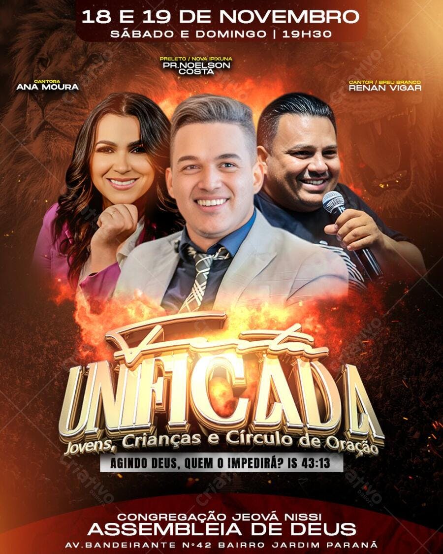 Flyer Evento Igreja Unificada Novembro PSD Editável
