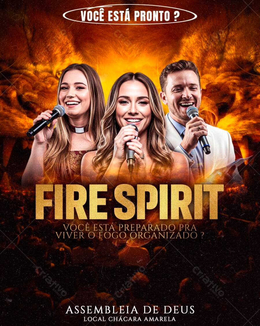 Flyer Evento Religioso Fire Spirit Igreja PSD Editável