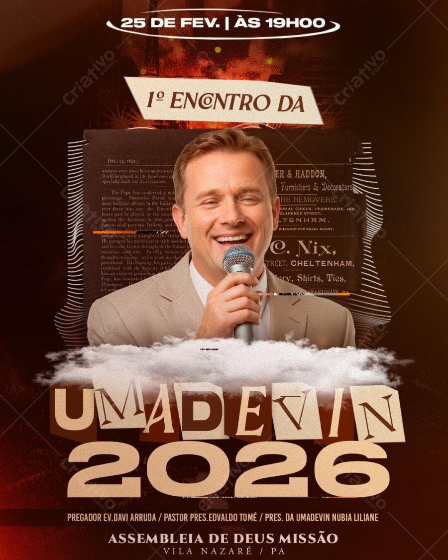Flyer Evento Religioso Igreja Assembleia de Deus PSD Editável