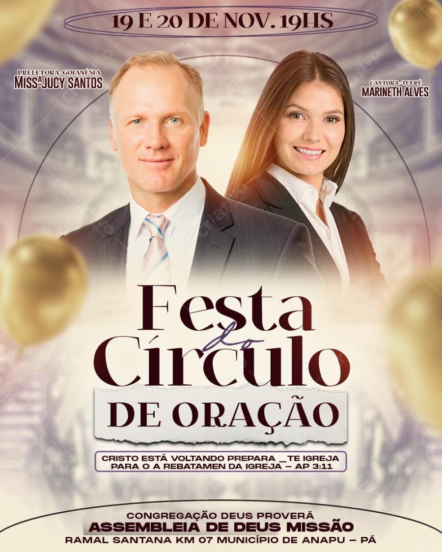 Flyer Festa Círculo de Oração Igreja Evangélica PSD Editável
