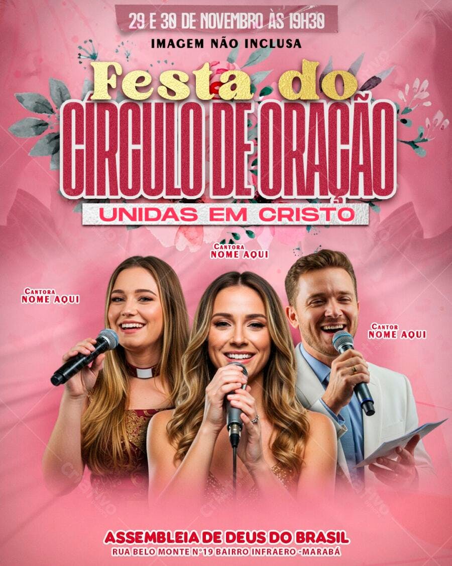 Flyer Festa do Círculo de Oração Novembro PSD Editável