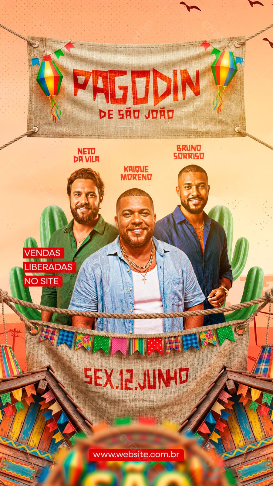 Flyer Pagodin de São João Festa Junina Junho PSD Editável