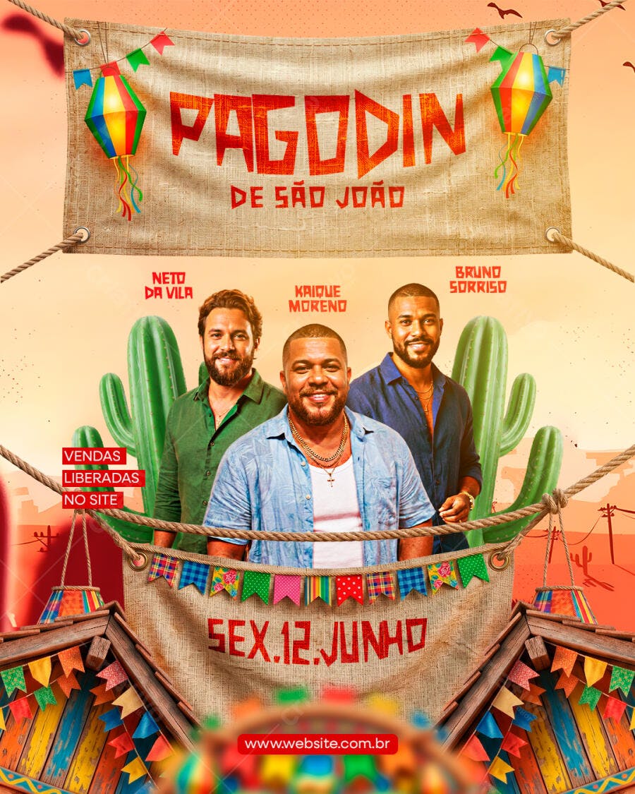 Flyer Pagodin de São João Festa Junina PSD Editável