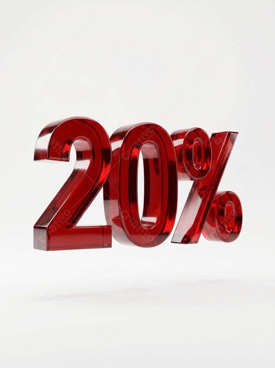 Foto 20 Porcento Vermelho Vidro 3D Desconto Promoção