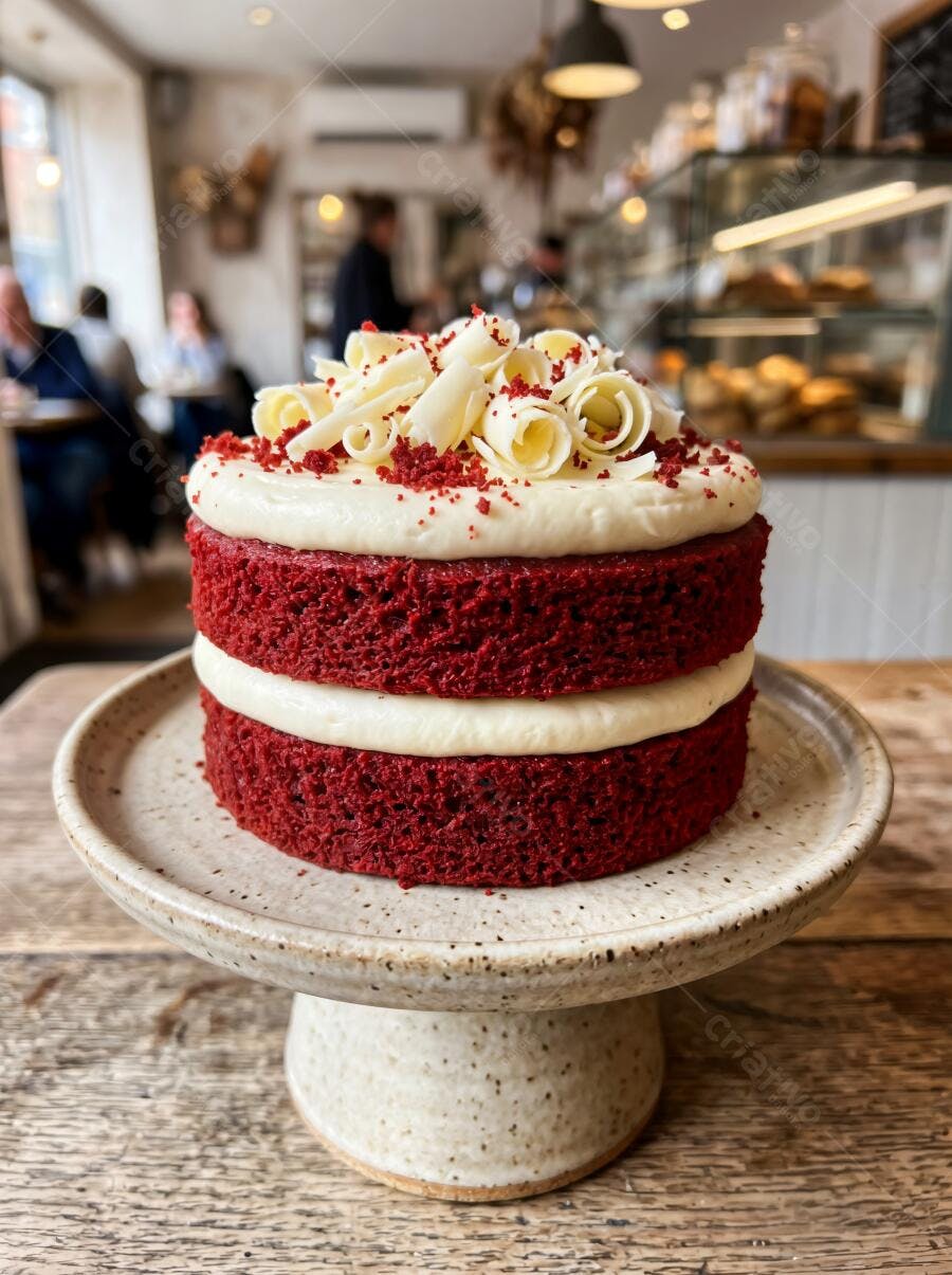 Foto Bolo Red Velvet com Cobertura Creme Queijo Cafeteria