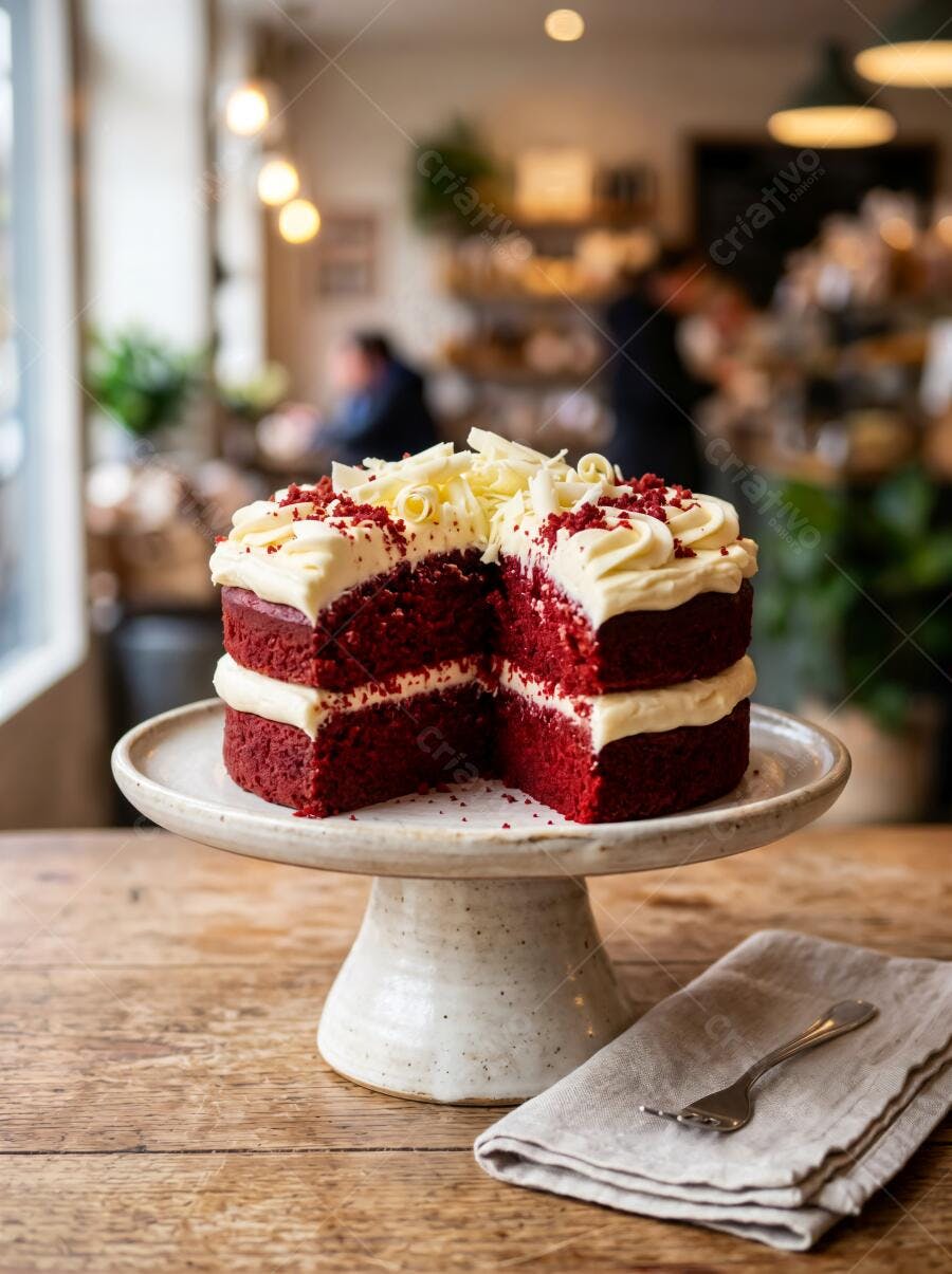 Foto Bolo Red Velvet Fatiado Confeitaria Cafeteria