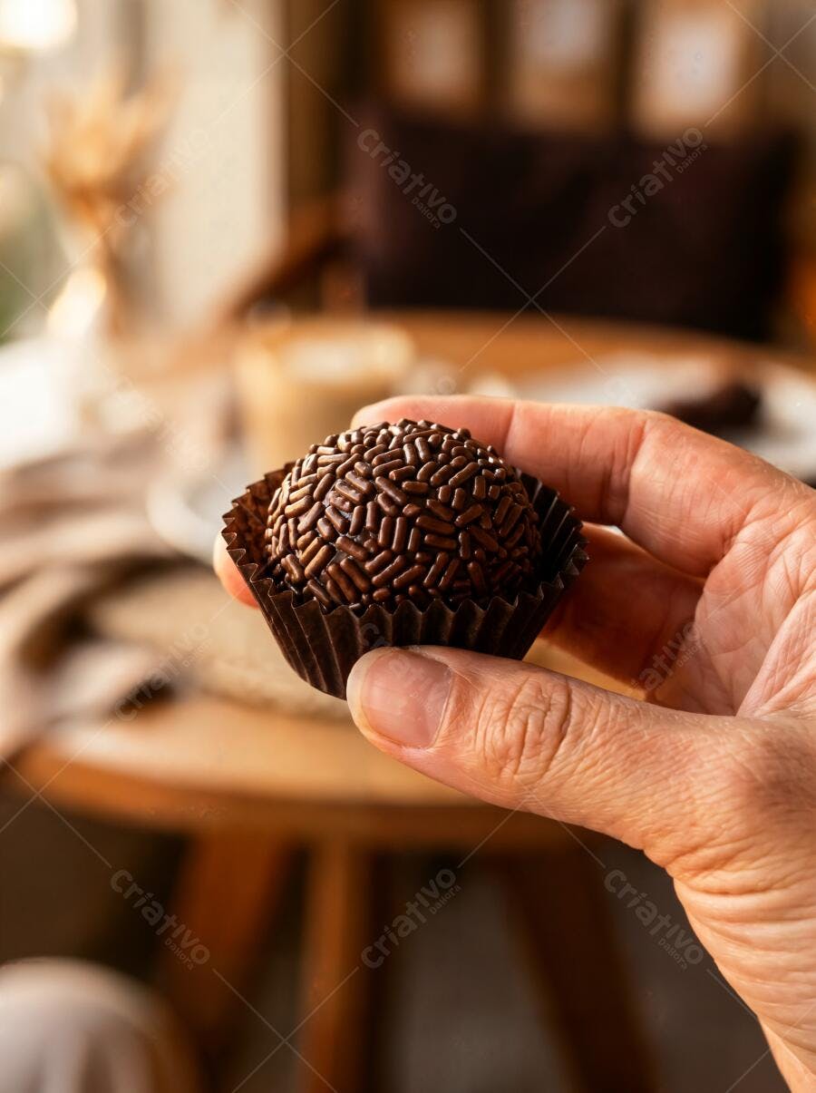 Foto Brigadeiro Gourmet na Mão Doce Brasileiro Confeitaria