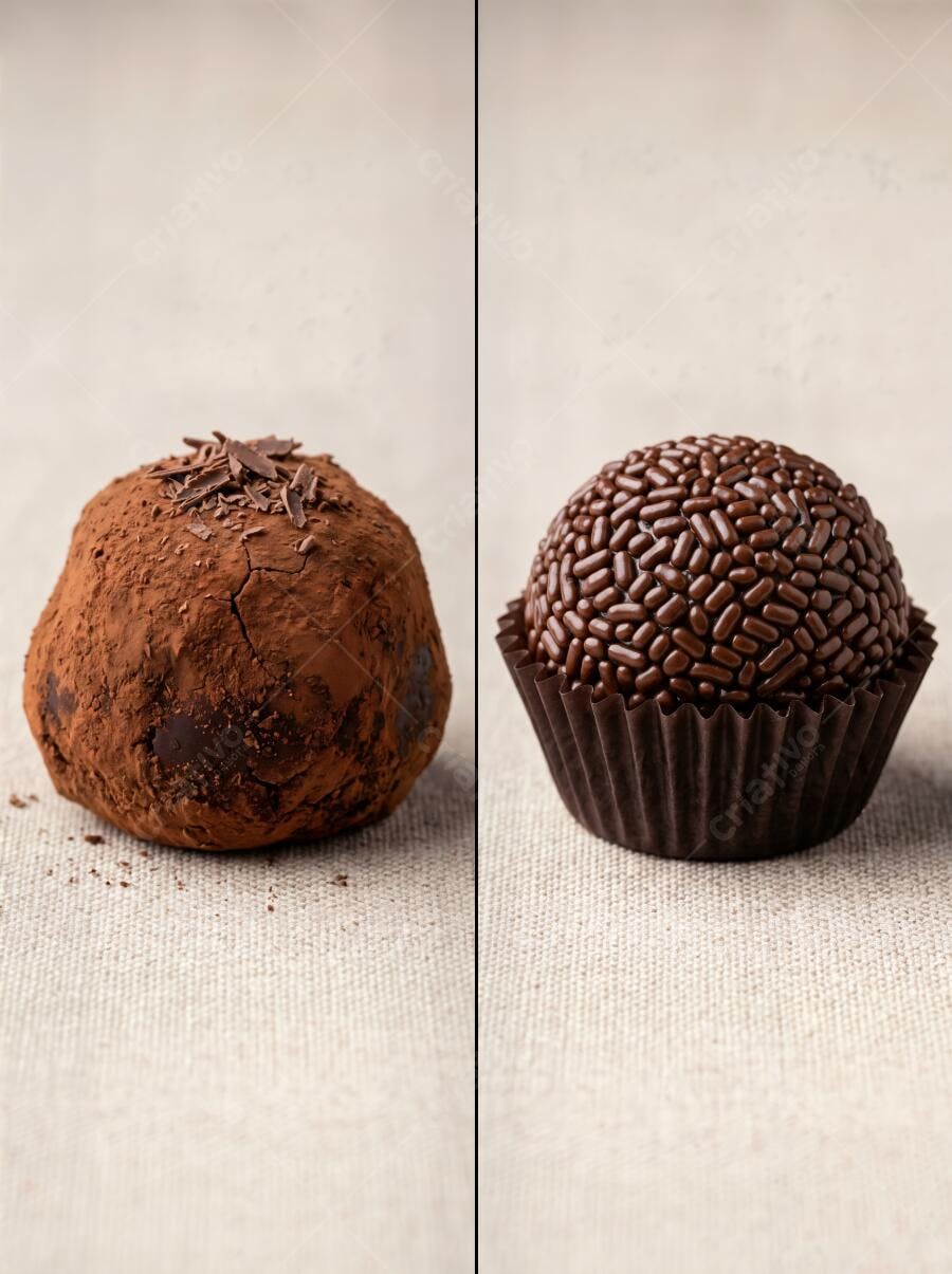 Foto Brigadeiro Gourmet Tradicional e Cacau em Pó Doce Brasileiro