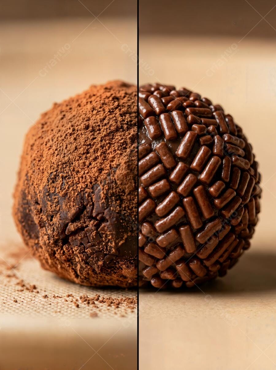 Foto Brigadeiro Meio a Meio Cacau Granulado Doce Brasileiro