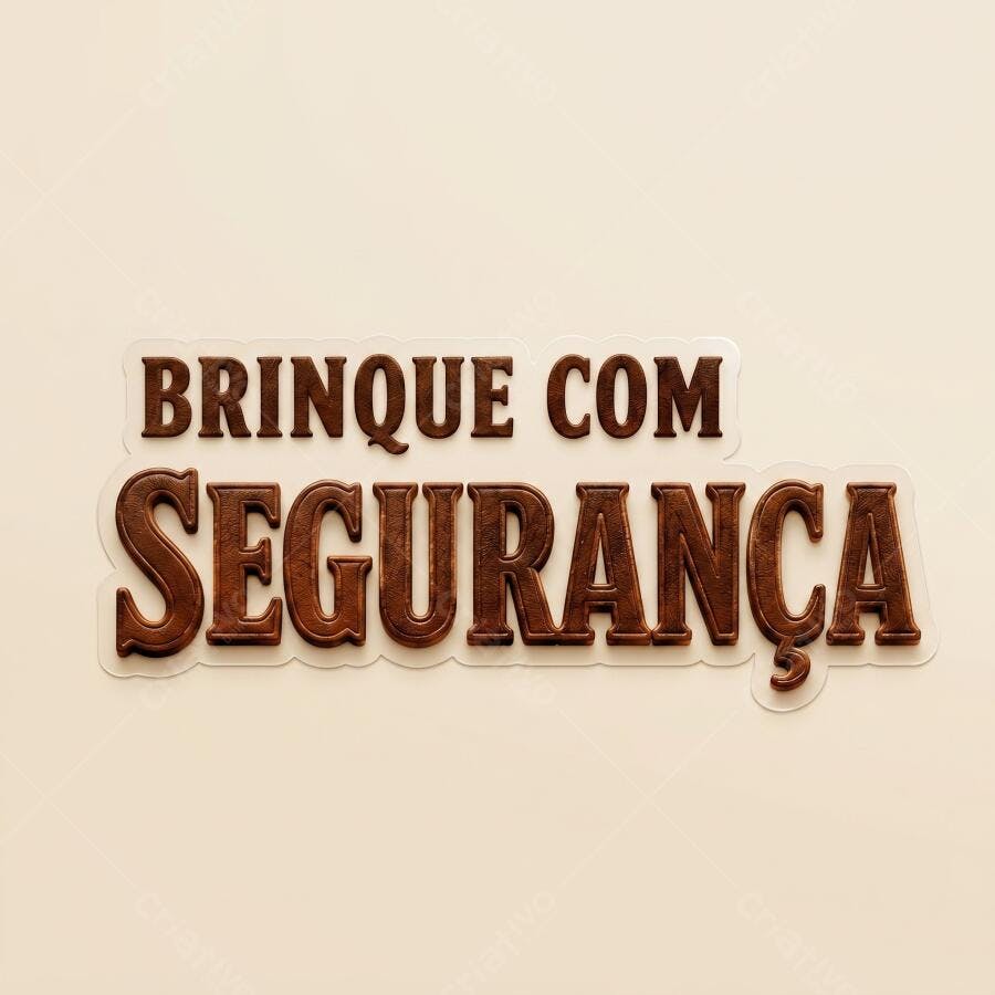 Foto Brinque com Segurança Frase 3D Fundo Claro