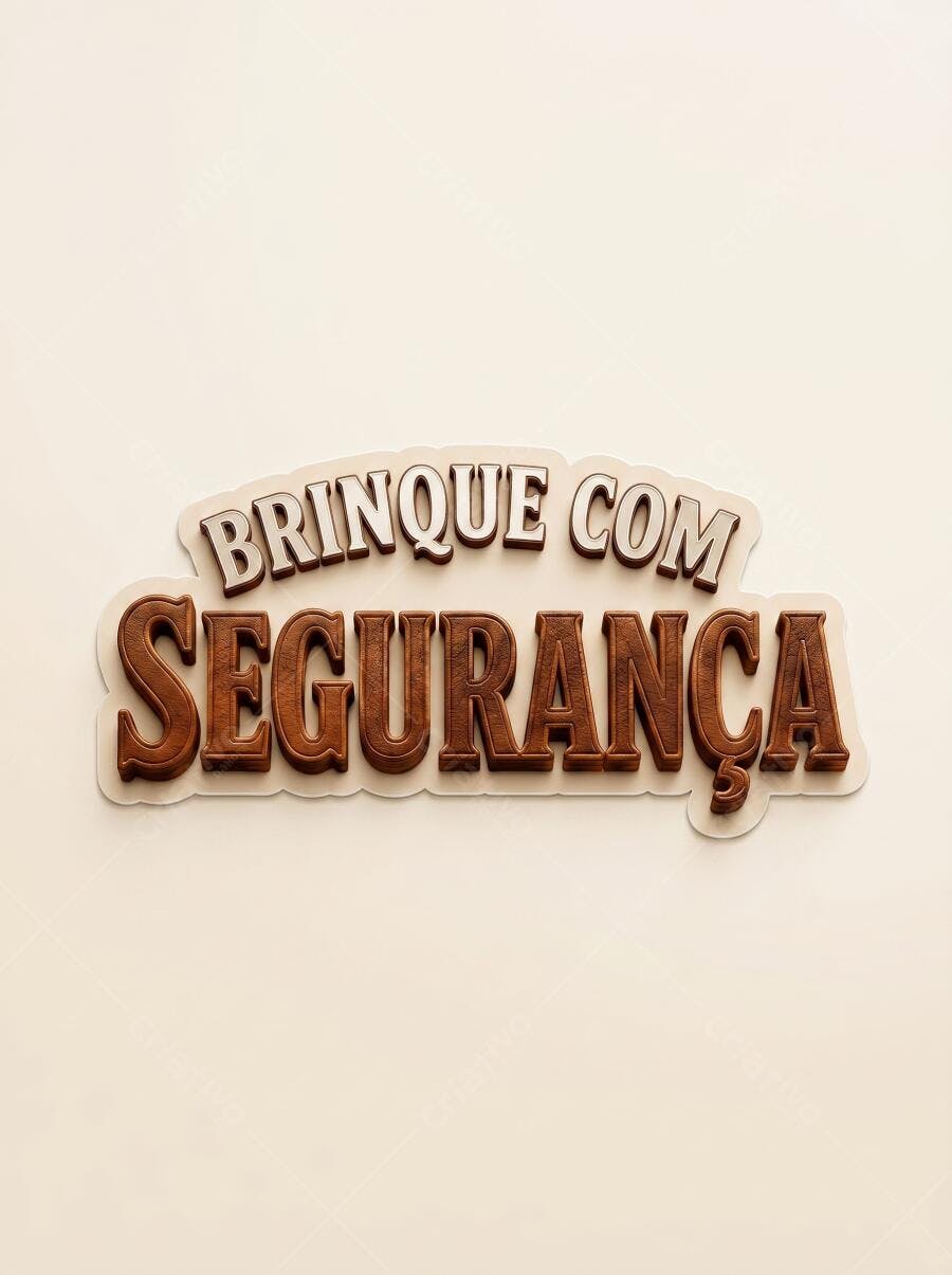 Foto Brinque Com Segurança Letras 3D Marrom Fundo Bege