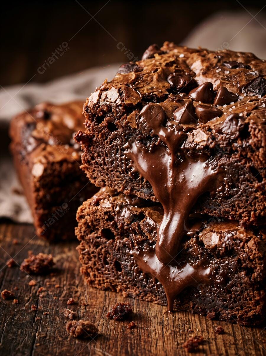 Foto Brownie Chocolate Derretido Doce Gourmet Fundo Escuro