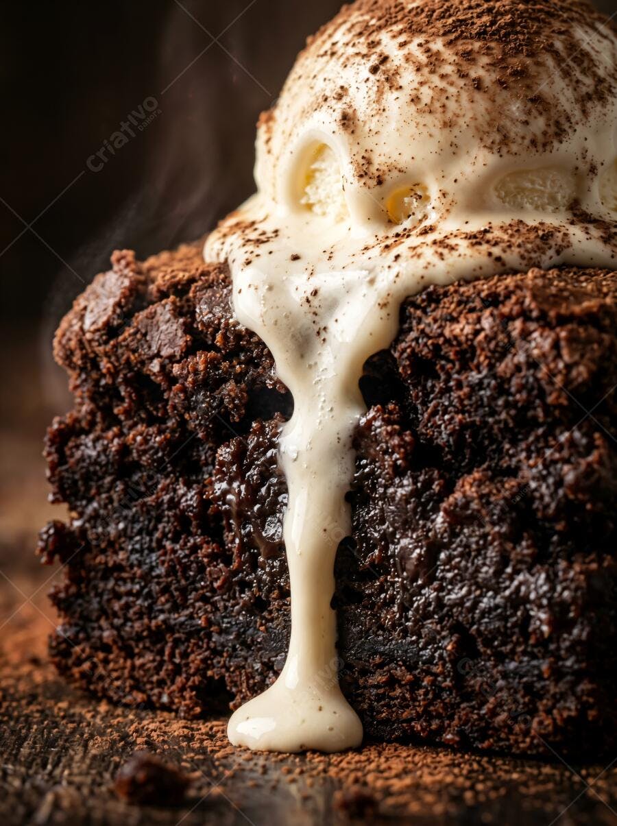 Foto Brownie Chocolate Quente Sorvete Baunilha Derretendo