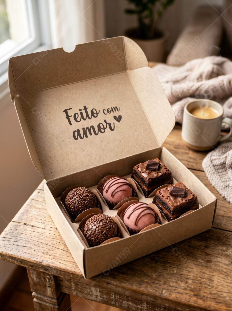 Foto Caixa de Doces Artesanais Brigadeiro Brownie Gourmet