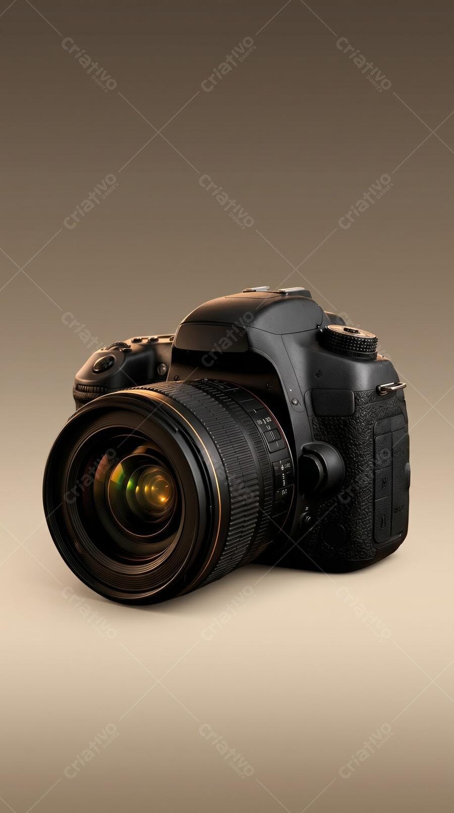 Foto Câmera DSLR Profissional Fundo Neutro Estúdio