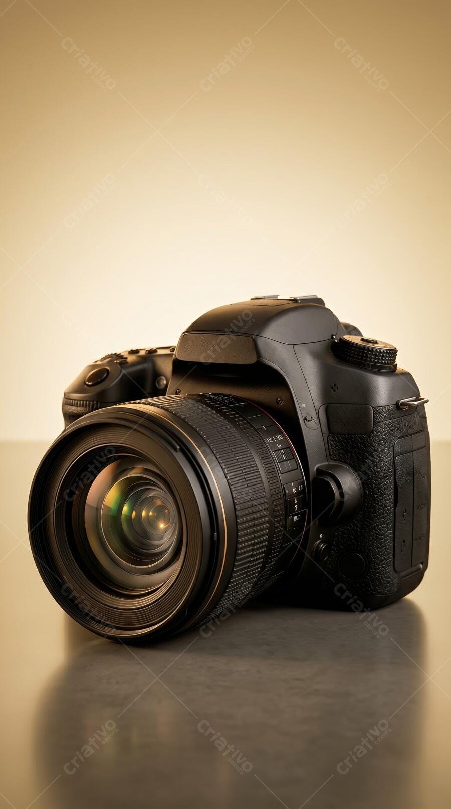 Foto Câmera DSLR Profissional Fundo Neutro Estúdio