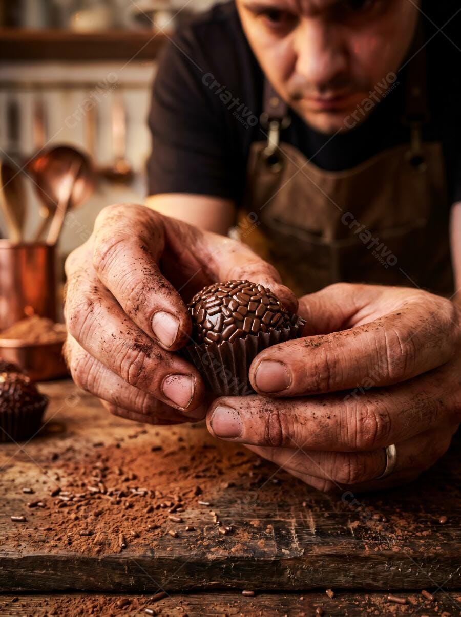 Foto Confeiteiro Fazendo Brigadeiro Gourmet Artesanal na Cozinha