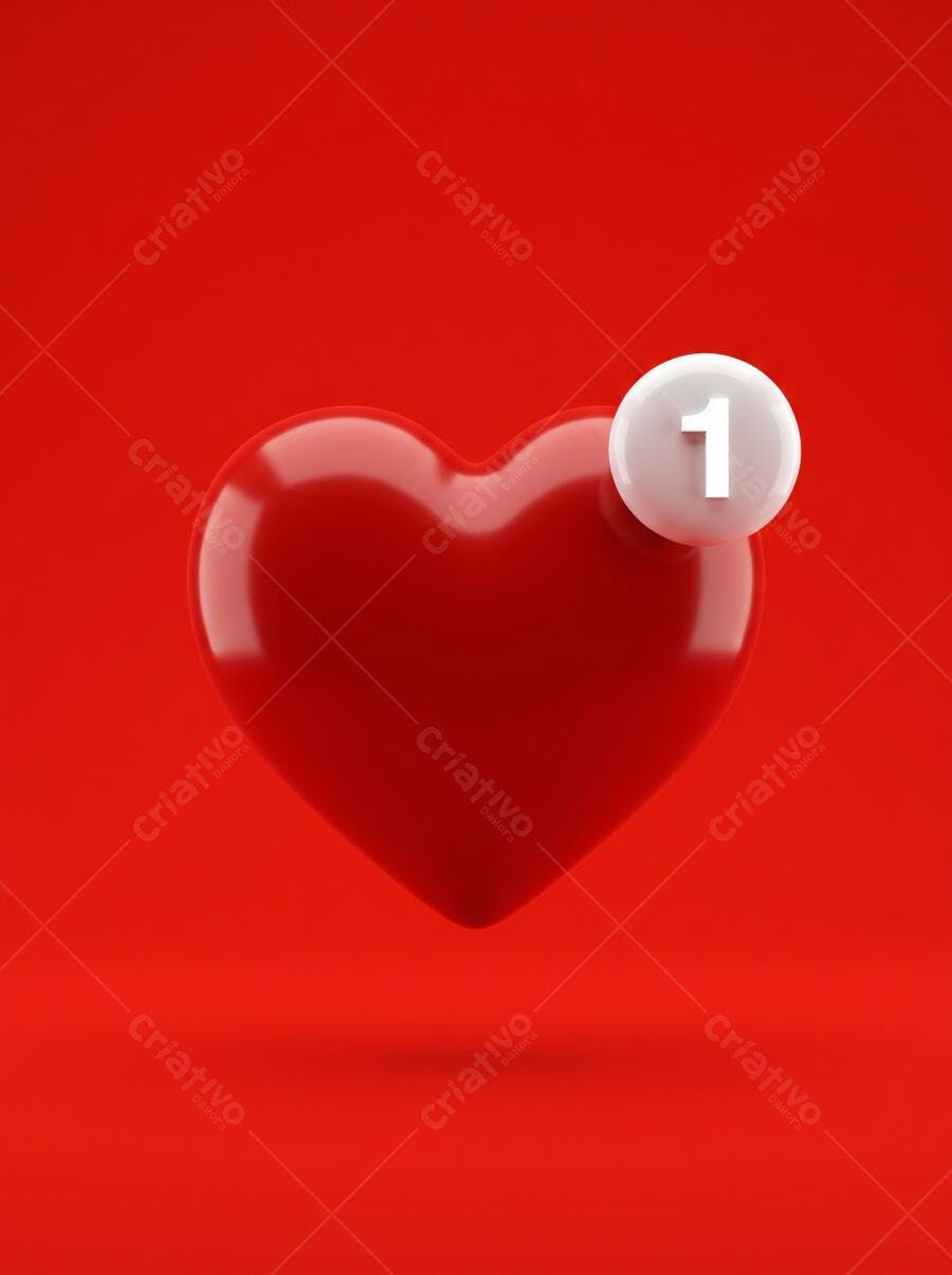 Foto Coração Vermelho Notificação de Like Redes Sociais