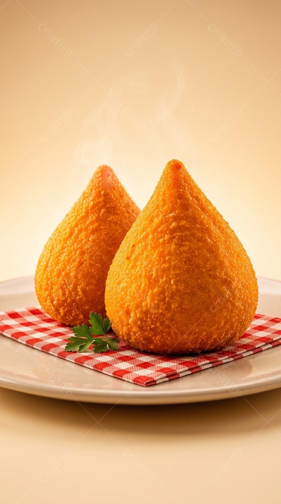 Foto Coxinhas Fritas Quentes Fumaça Fundo Claro